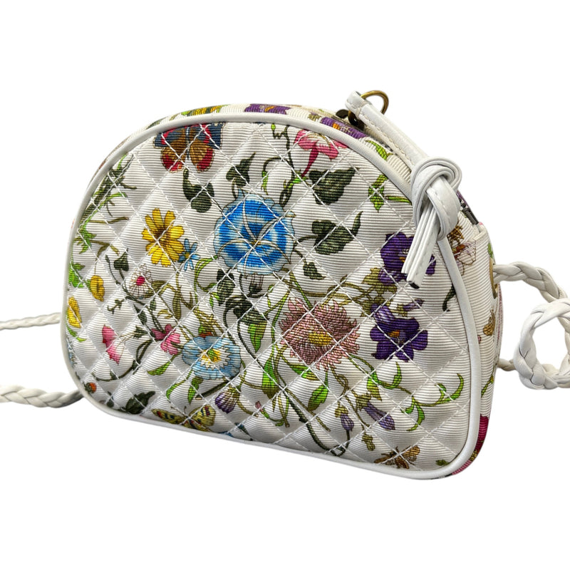 Women's Floral Trapuntata Handbag White