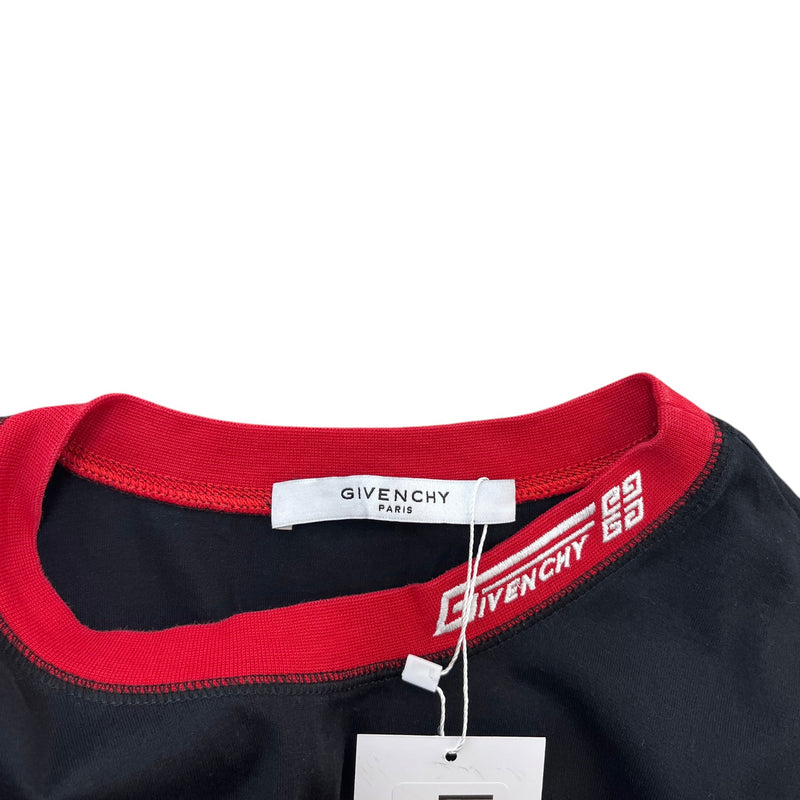 Men's Contrast Collar Neck T-Shirt Black Size S