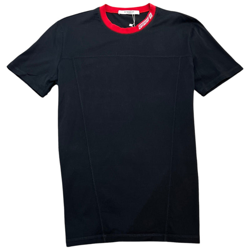 Men's Contrast Collar Neck T-Shirt Black Size S
