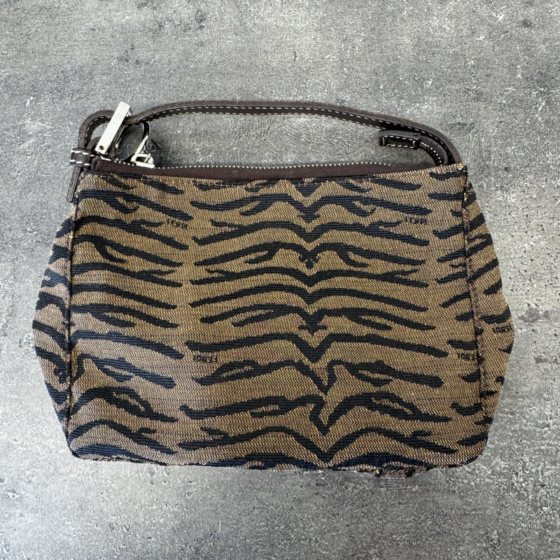 Women's Logo Tiger Print Handbag Brown