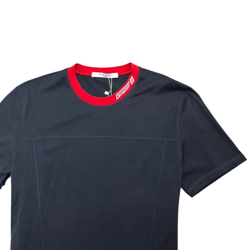 Men's Contrast Collar Neck T-Shirt Black Size S