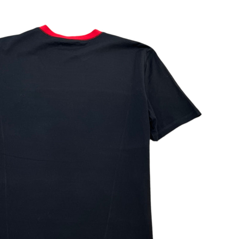 Men's Contrast Collar Neck T-Shirt Black Size S