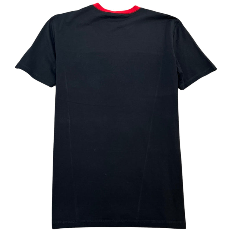 Men's Contrast Collar Neck T-Shirt Black Size S