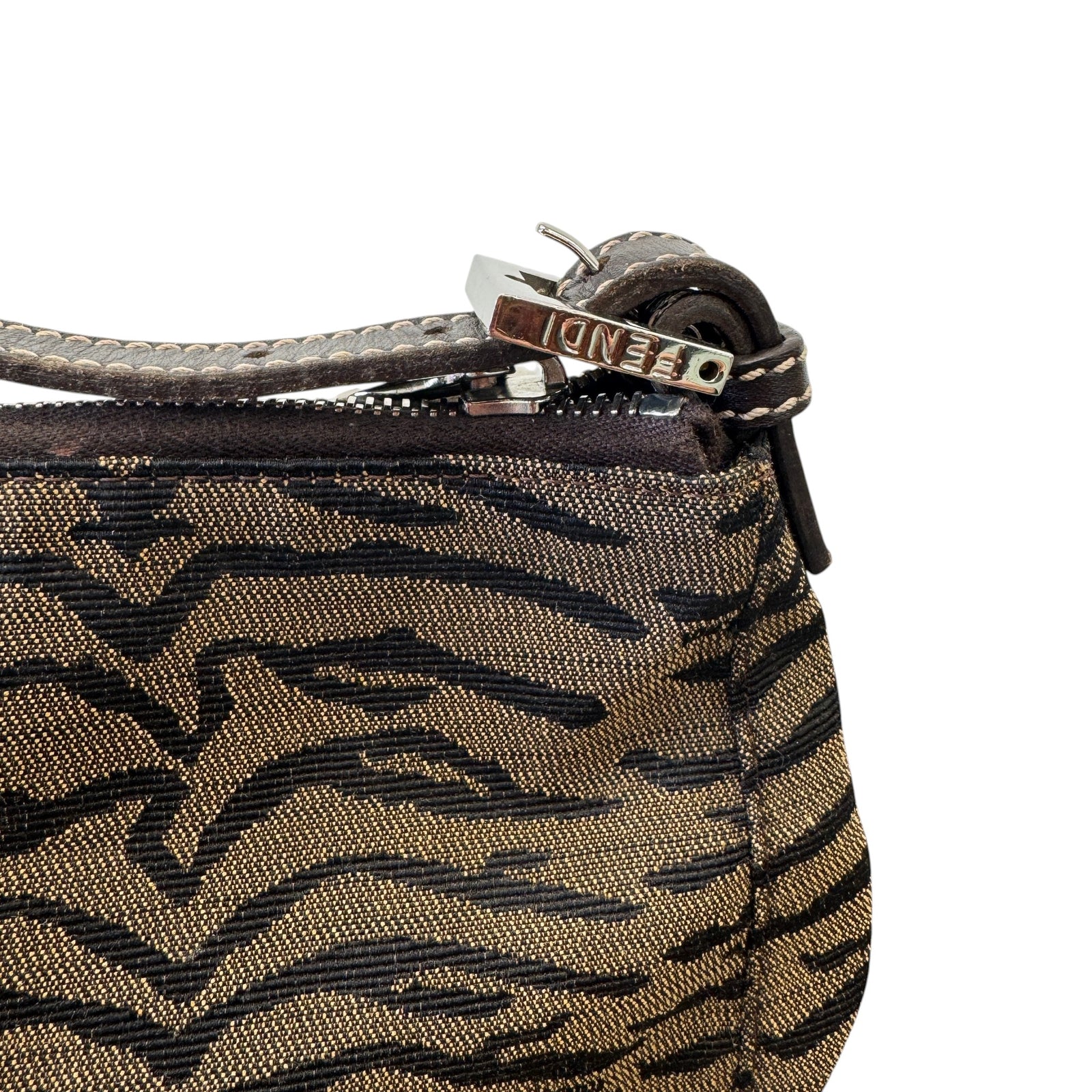 Women's Logo Tiger Print Handbag Brown - Photo 8