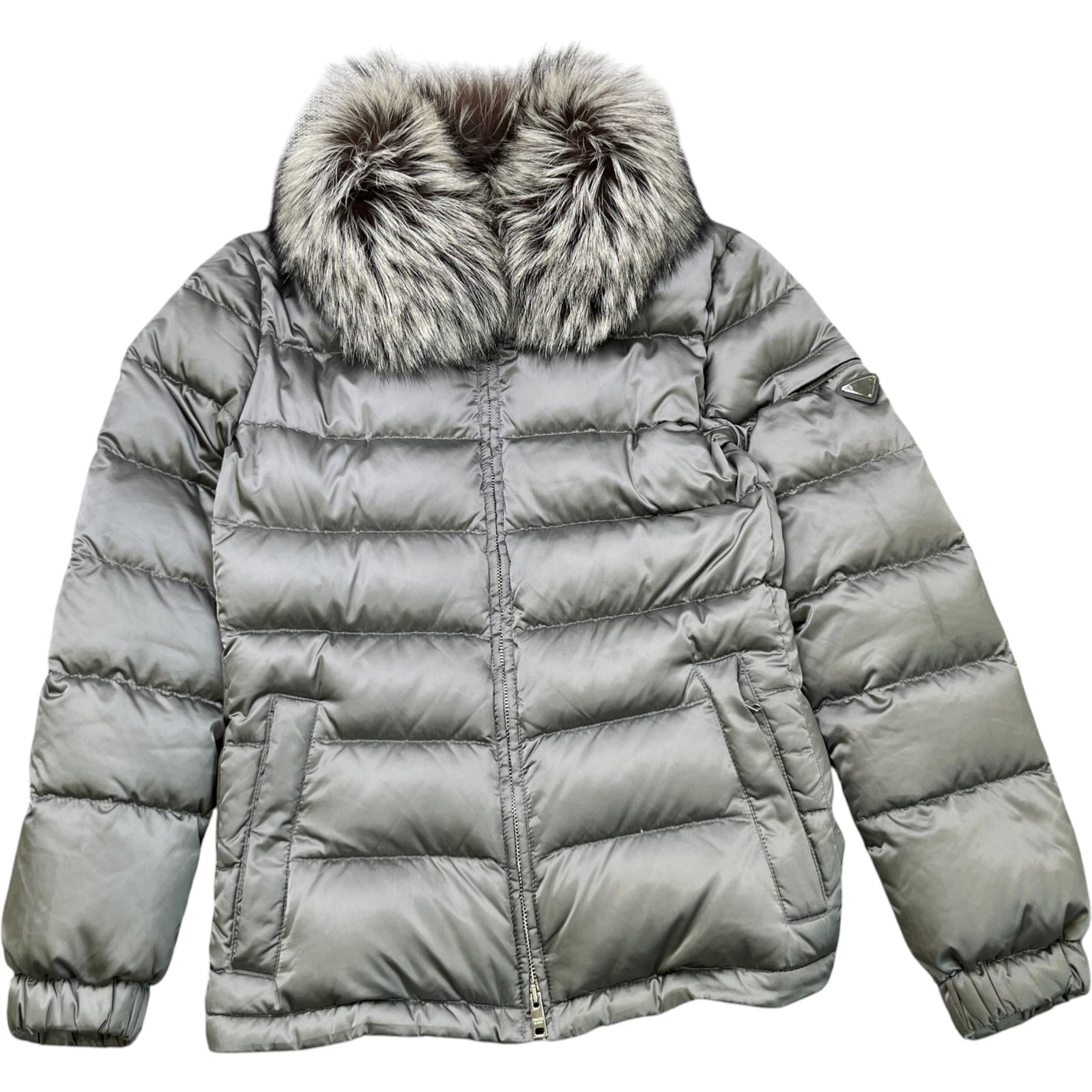 Women's Plaque Logo Down Jacket Grey Size IT 42 / UK 10 - Photo 1
