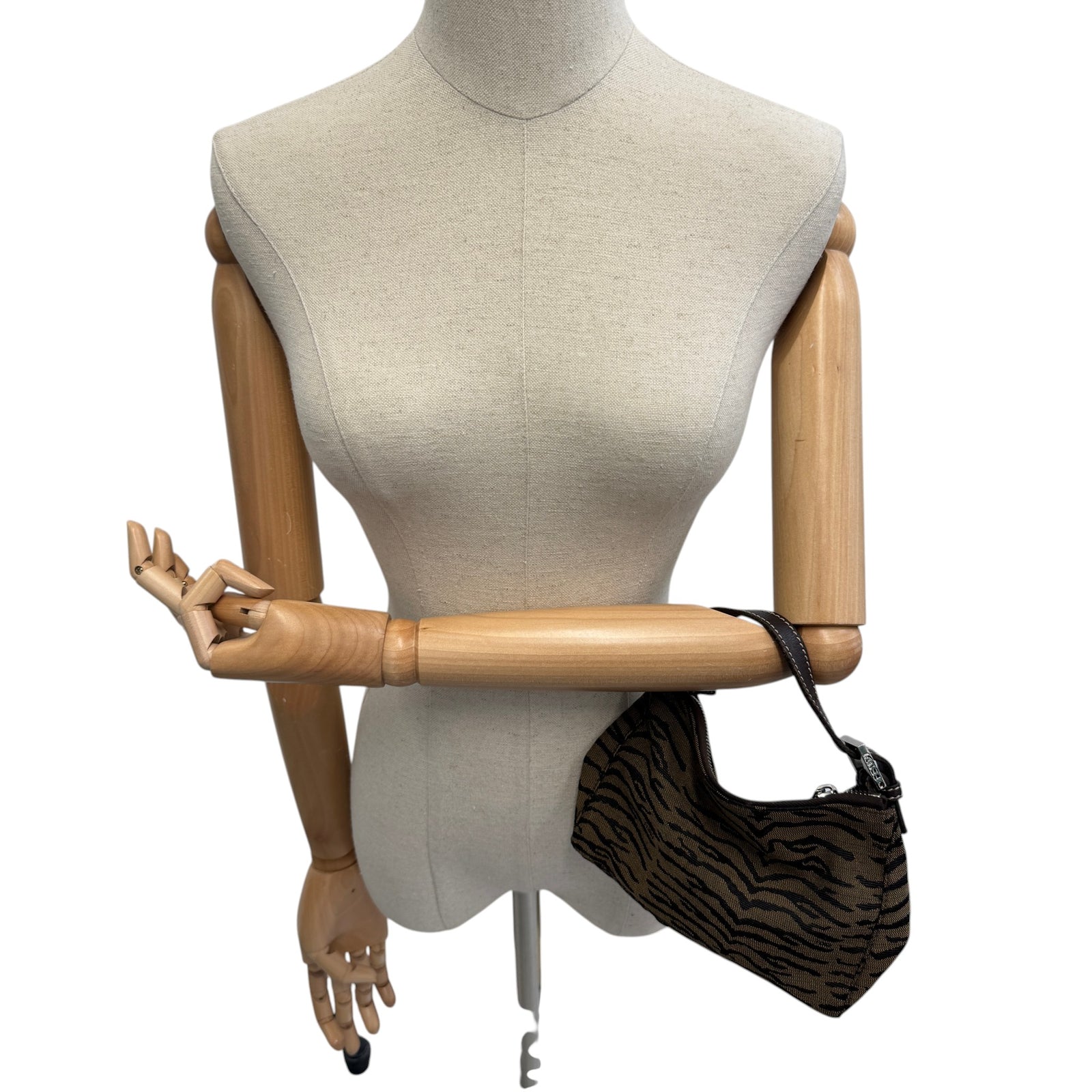 Women's Logo Tiger Print Handbag Brown - Photo 2