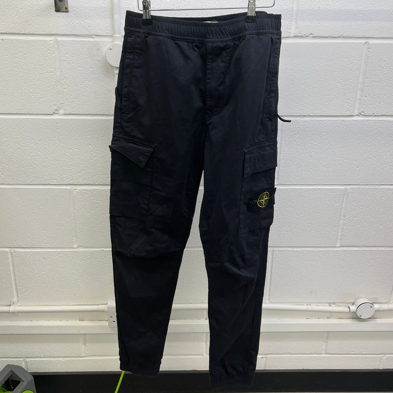 Men's Applique Logo Cargos Black Size Waist 32"