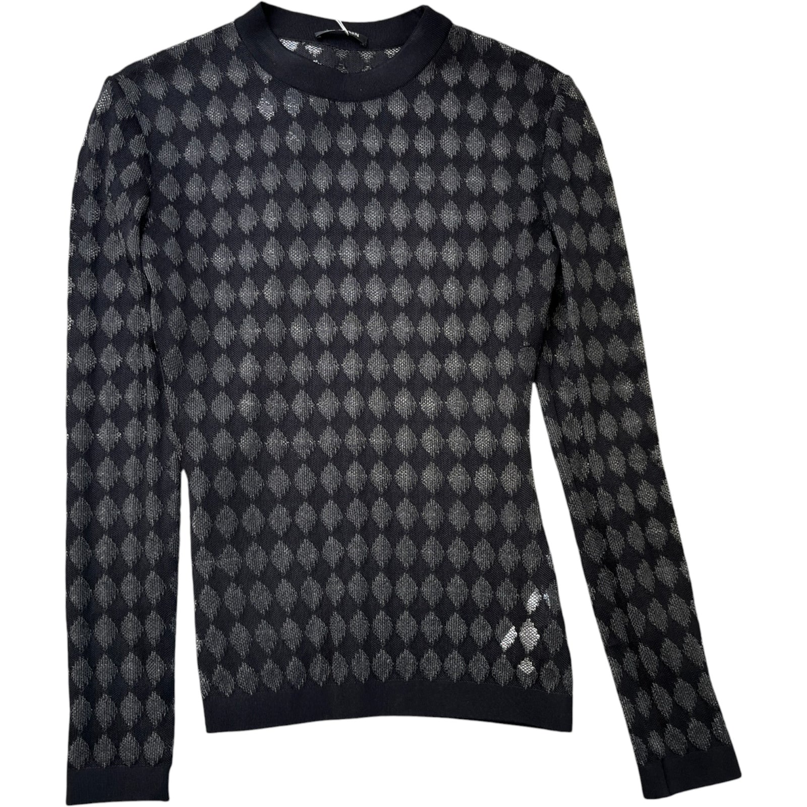 Women's Argyle Pattern Long Sleeve T-Shirt Black Size S - Photo 1