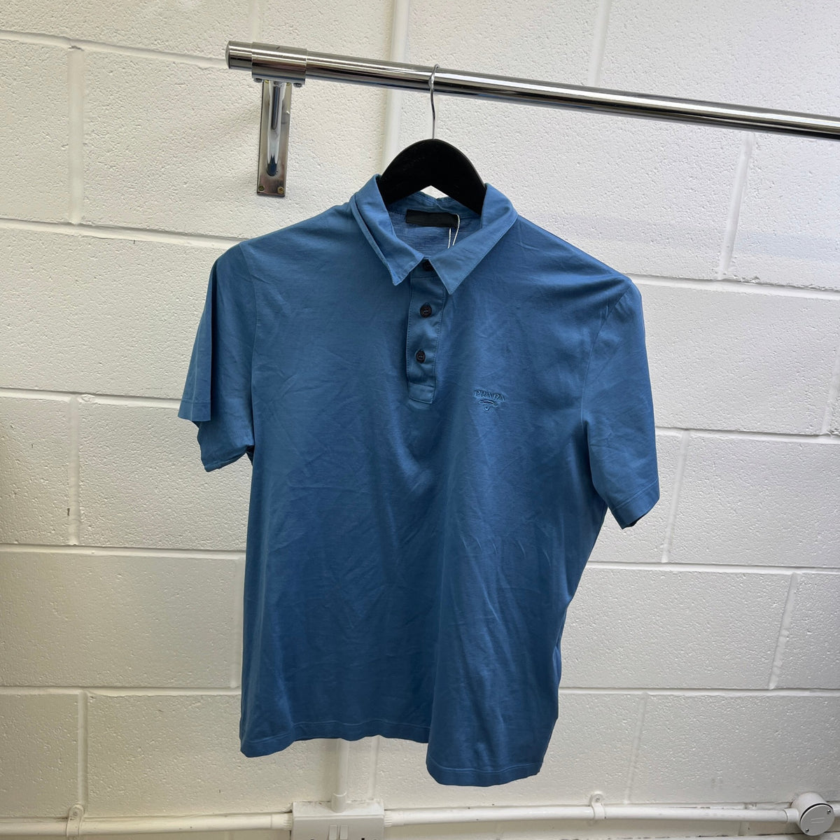 Men's Embroidered Logo Polo Shirt Blue Size M - Photo 8