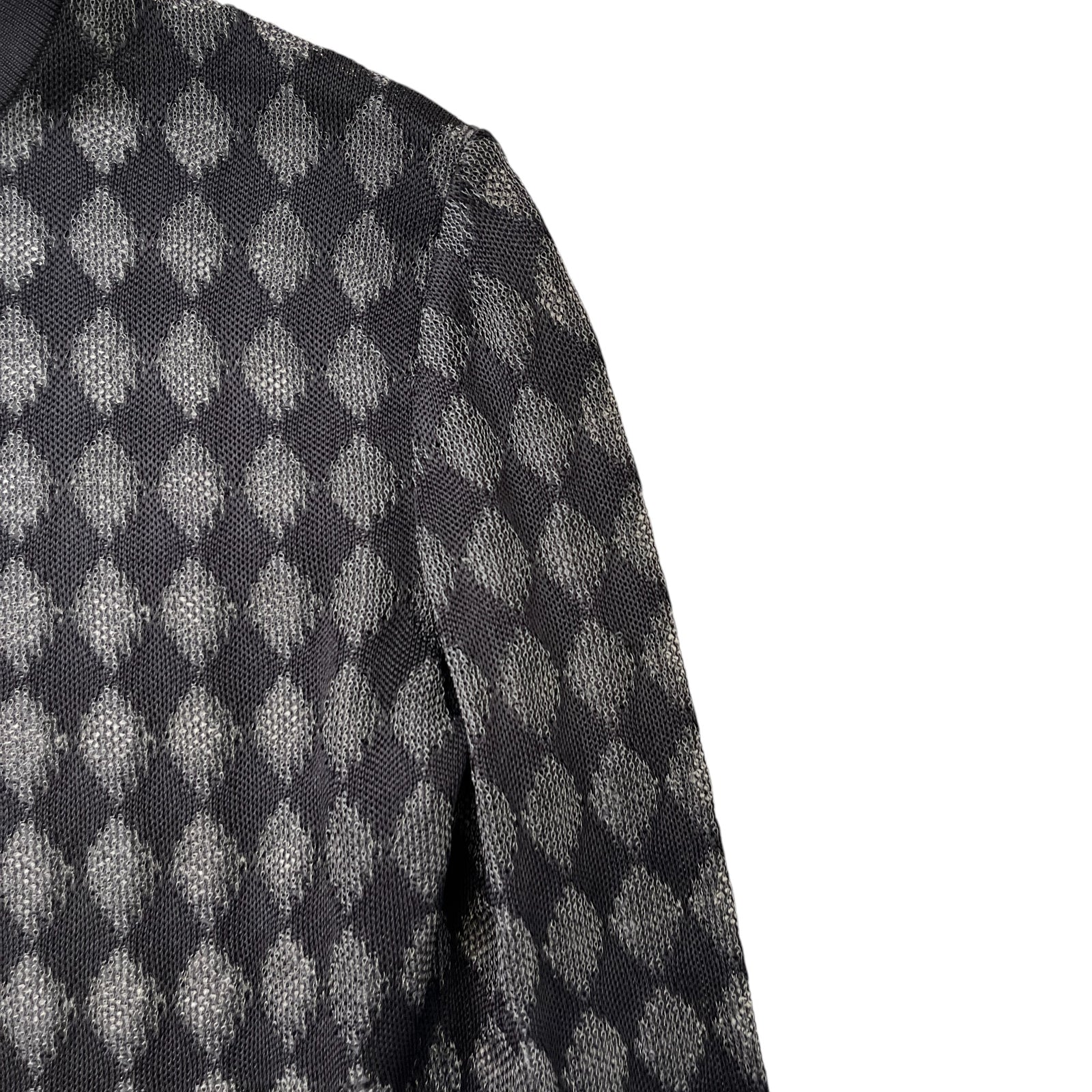 Women's Argyle Pattern Long Sleeve T-Shirt Black Size S - Photo 5