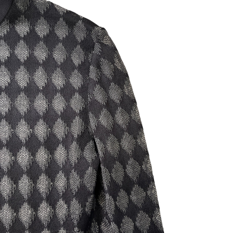 Women's Argyle Pattern Long Sleeve T-Shirt Black Size S