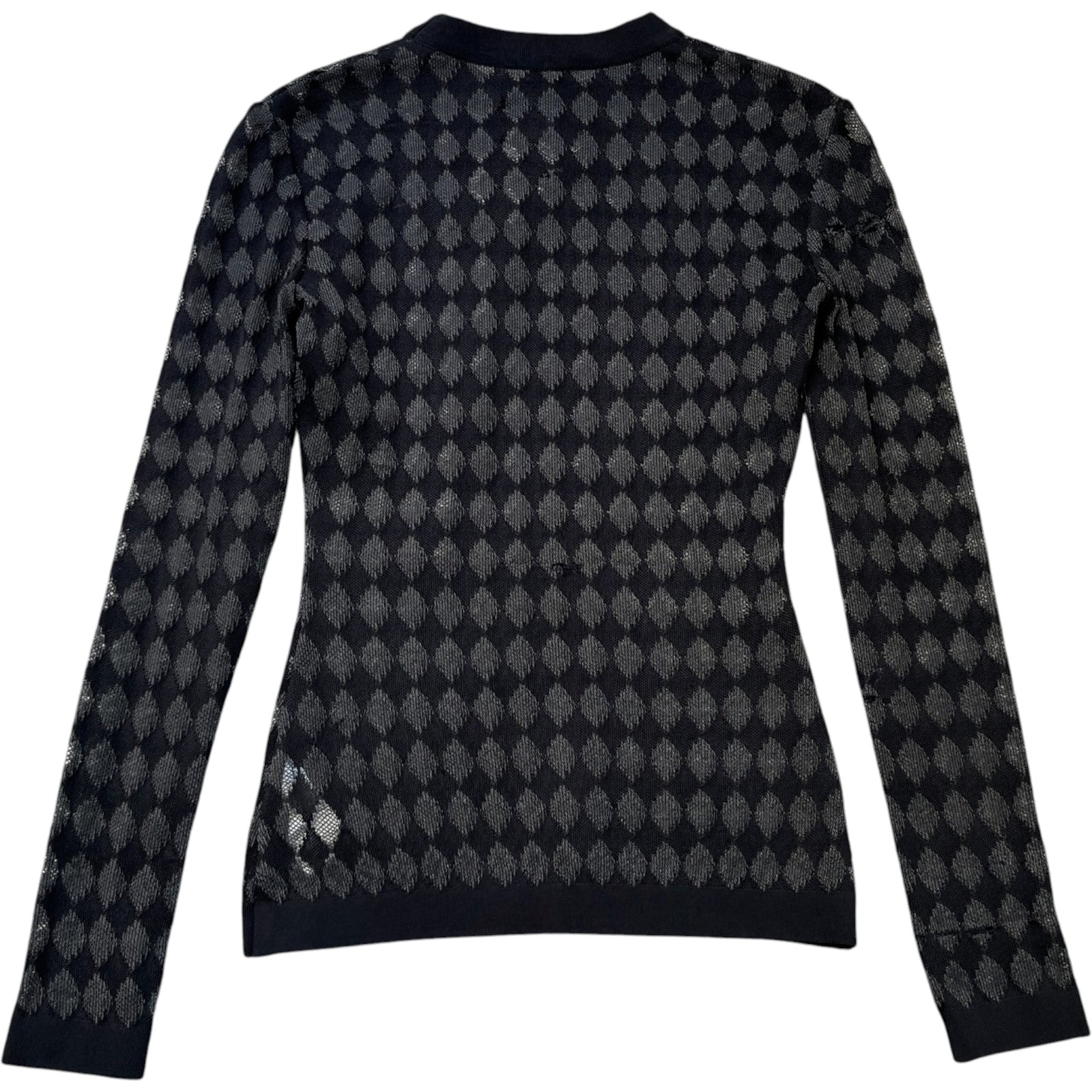 Women's Argyle Pattern Long Sleeve T-Shirt Black Size S - Photo 2