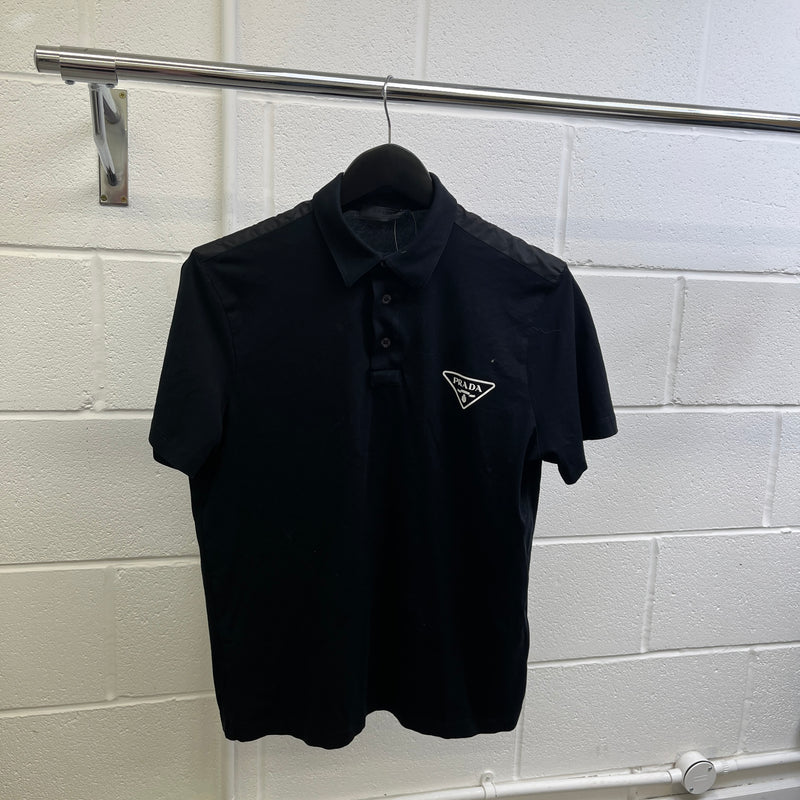 Men's Triangle logo Polo Shirt Black Size M