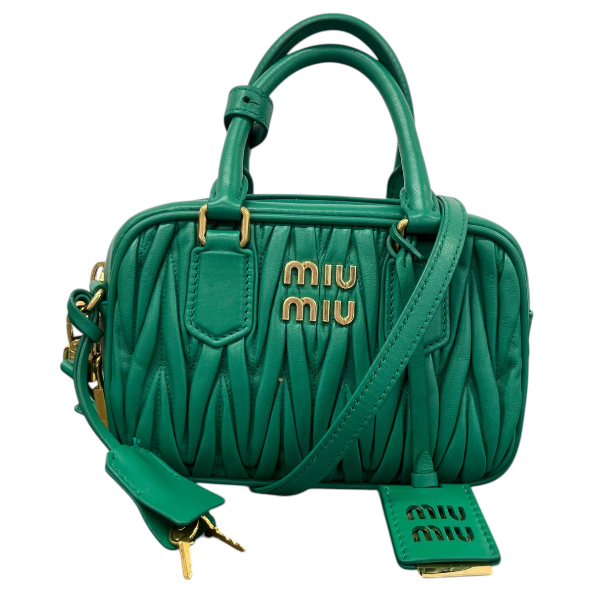 Women's Arcadie Matelassé Nappa Crossbody Bag Green - Photo 1