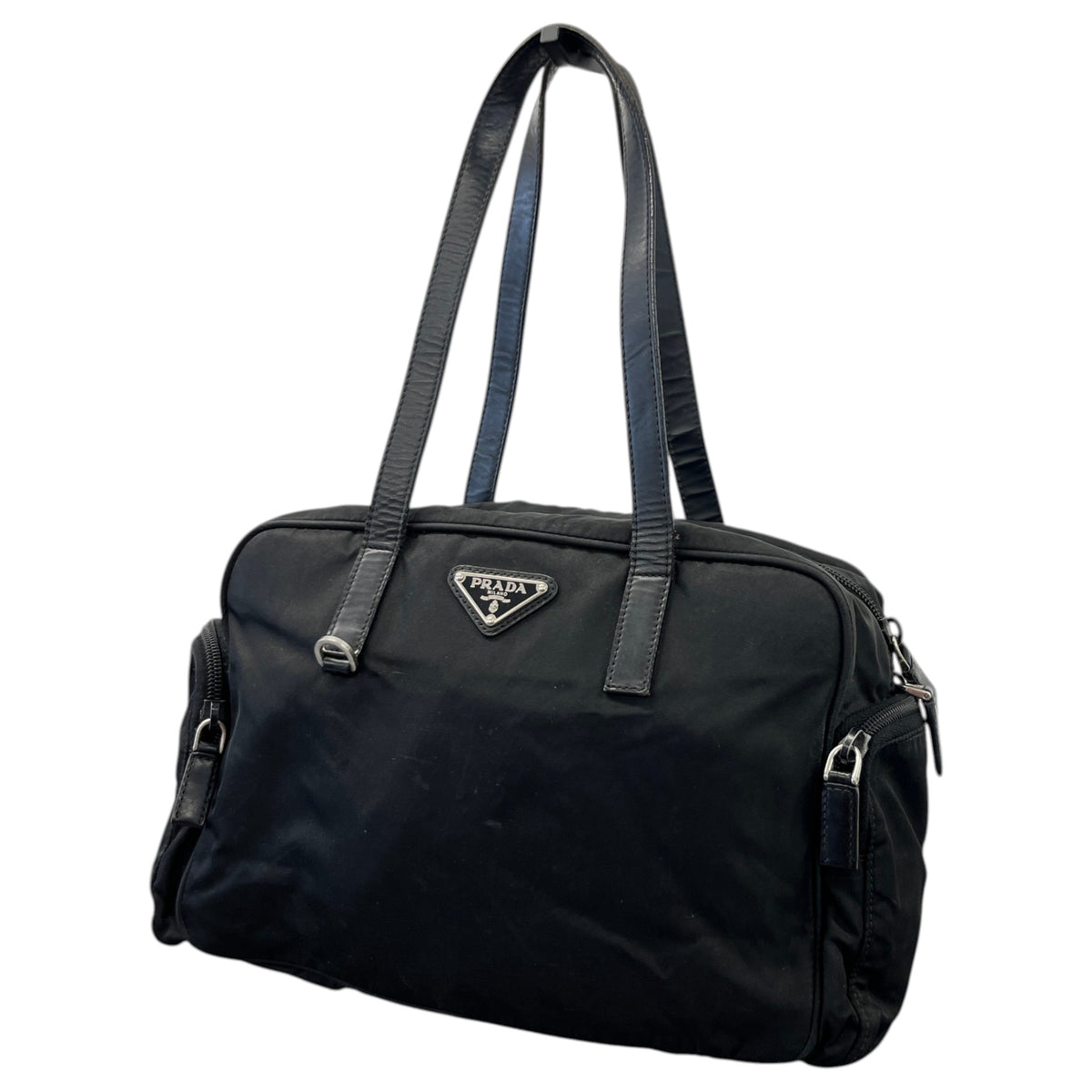 Women's Tessuto Nylon Boston Handbag Black - Photo 5