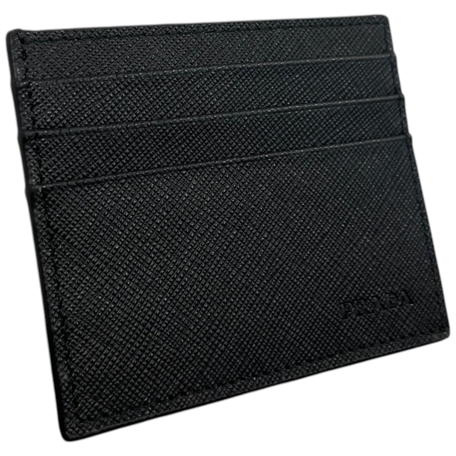 Men's Saffiano Leather Card Holder Black - Photo 3