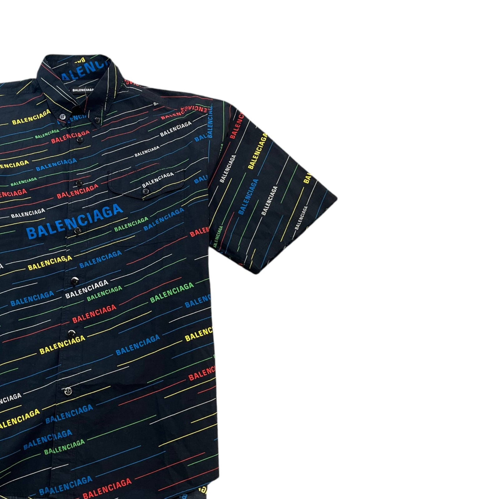 Men's Logo Print Short Sleeve Shirt Black Size L - Photo 3