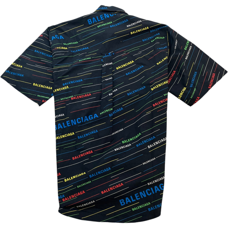Men's Logo Print Short Sleeve Shirt Black Size L