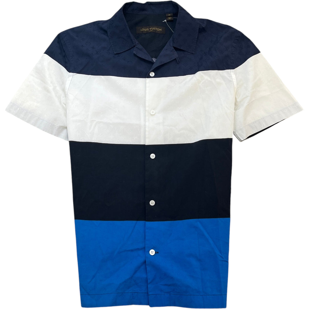 Men's Monogram Colour Block Short Sleeve Shirt White Size M - Photo 1