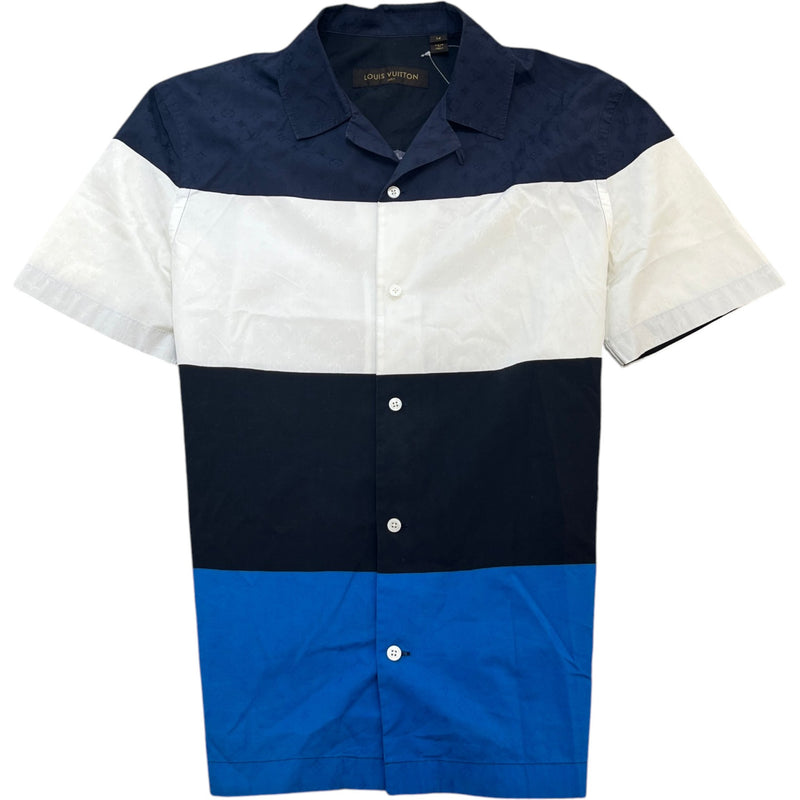 Men's Monogram Colour Block Short Sleeve Shirt White Size M
