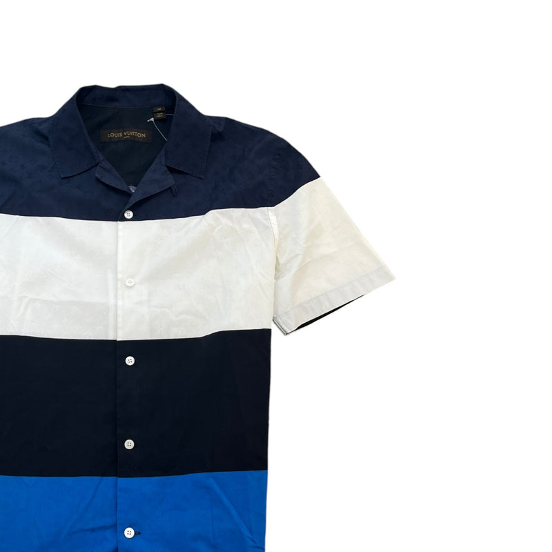 Men's Monogram Colour Block Short Sleeve Shirt White Size M