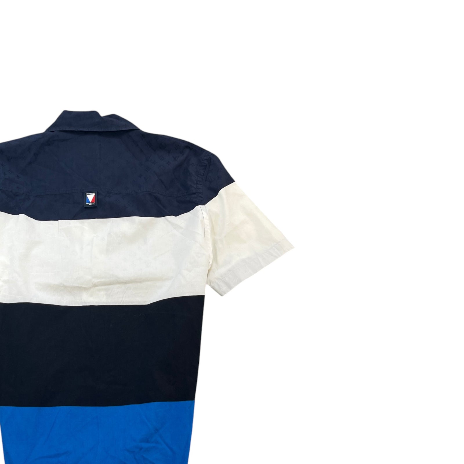 Men's Monogram Colour Block Short Sleeve Shirt White Size M - Photo 4
