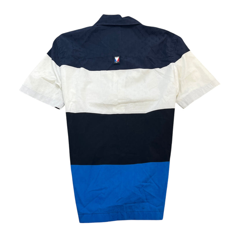 Men's Monogram Colour Block Short Sleeve Shirt White Size M