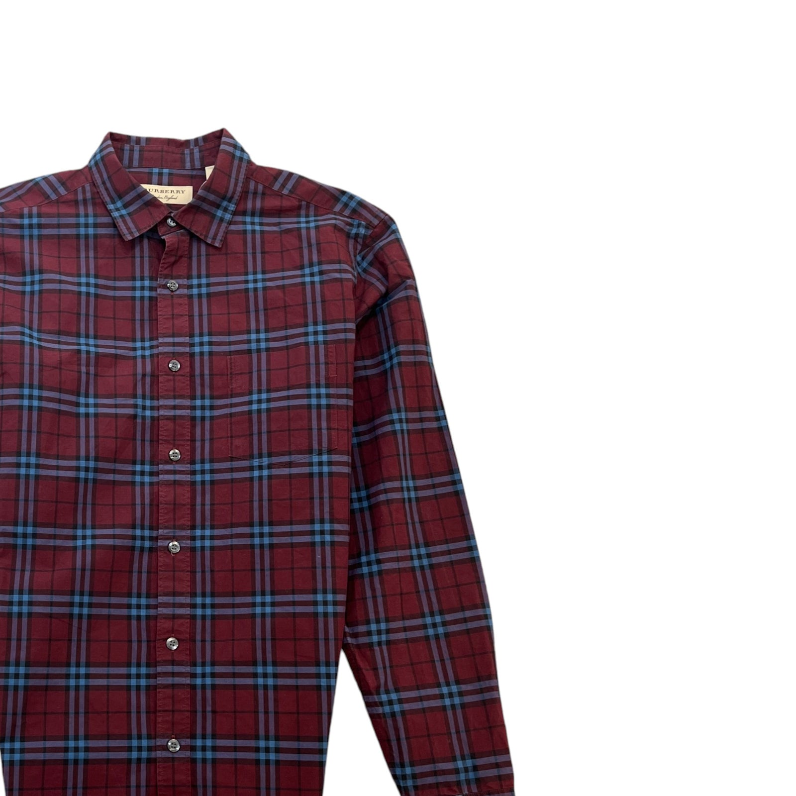 Men's Checkered Long Sleeve Shirt Burgundy Size M - Photo 3
