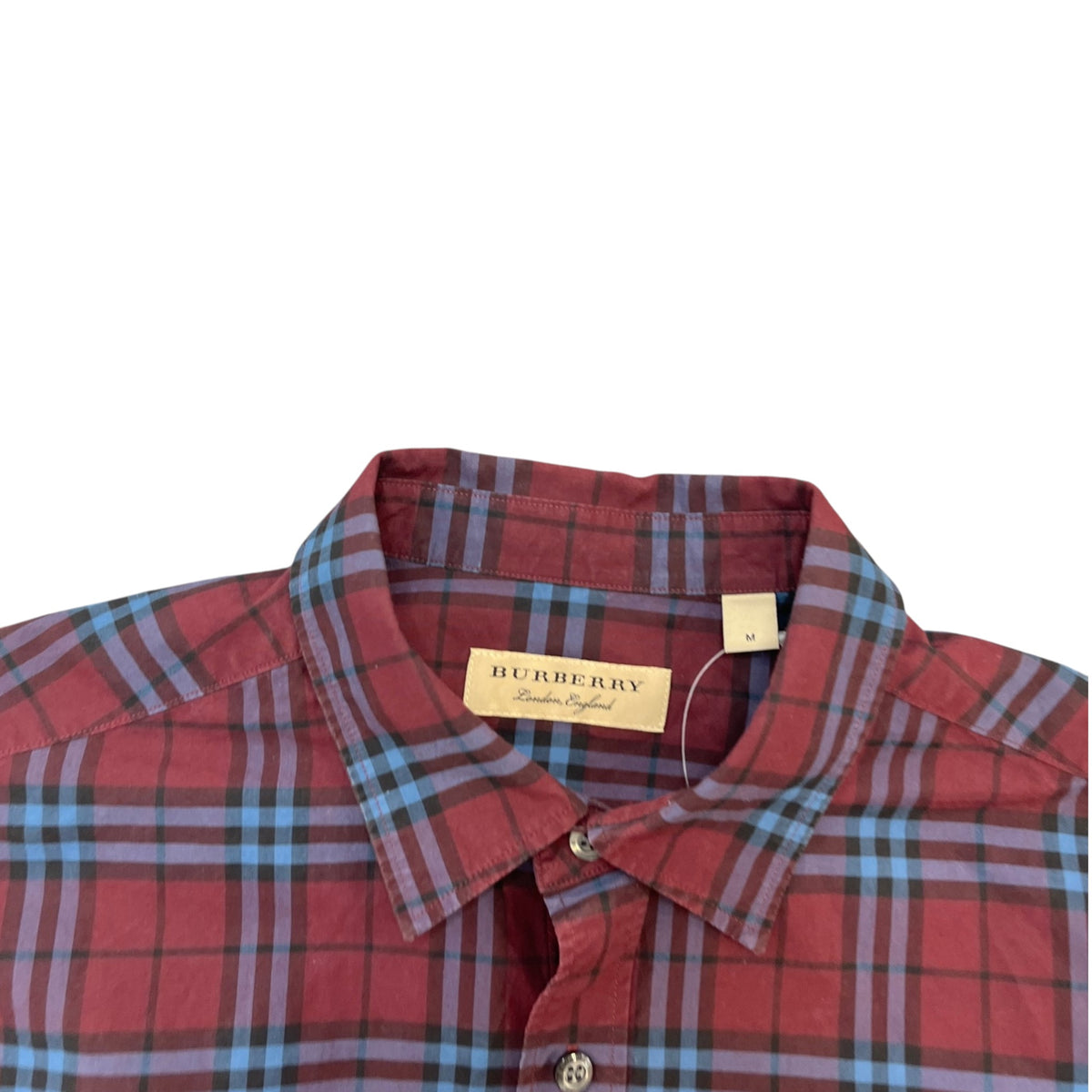 Men's Checkered Long Sleeve Shirt Burgundy Size M - Photo 5