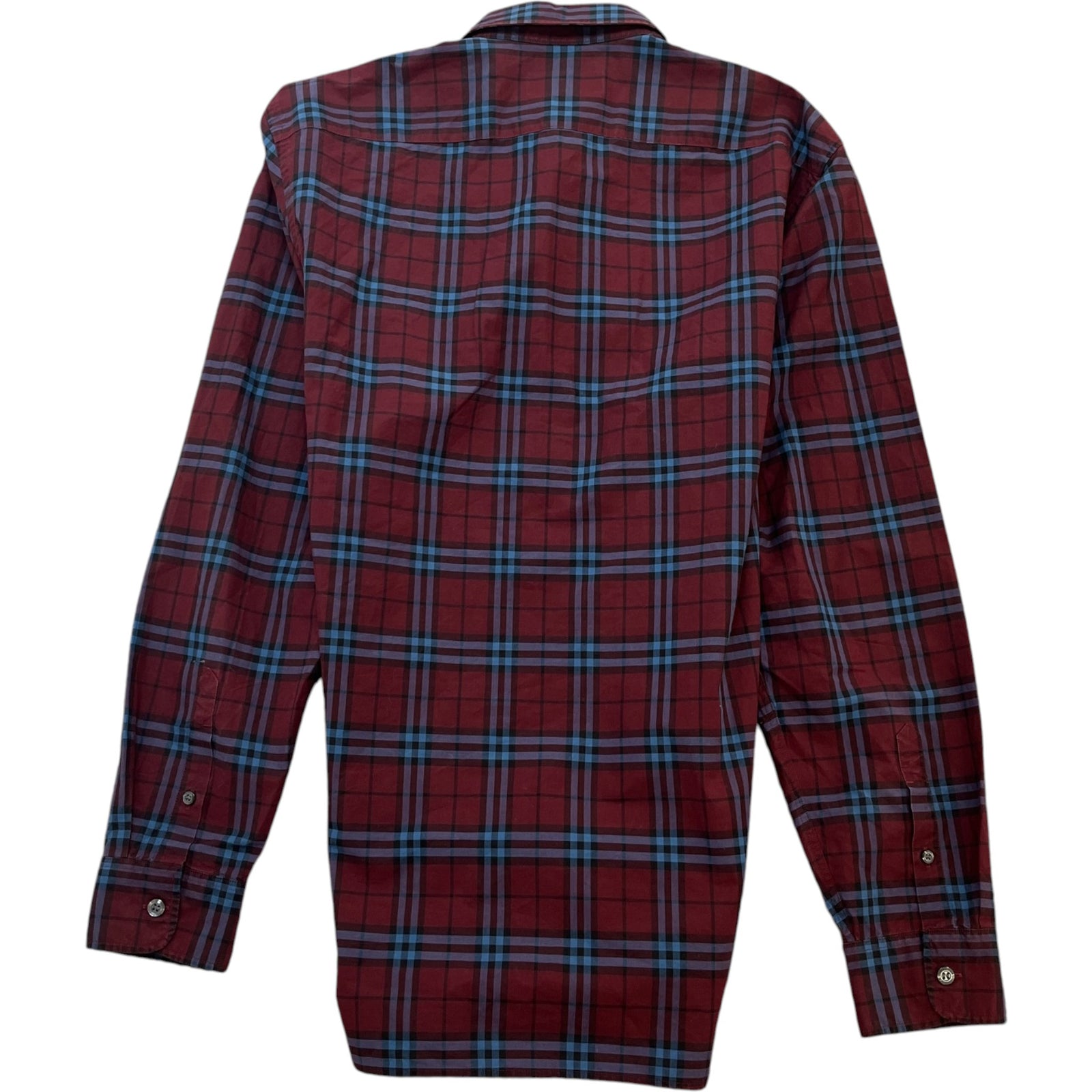 Men's Checkered Long Sleeve Shirt Burgundy Size M - Photo 2