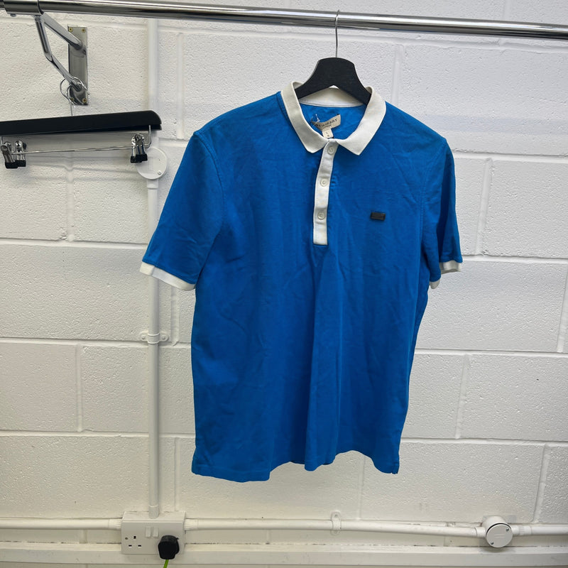 Men's Plaque Logo Polo Shirt Blue Size L