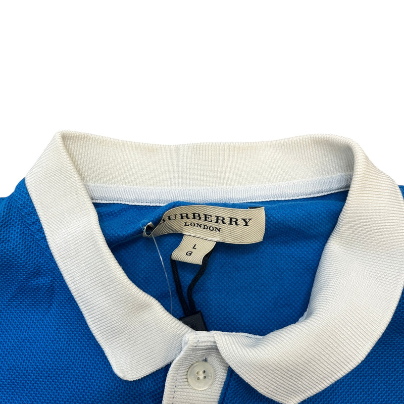Men's Plaque Logo Polo Shirt Blue Size L