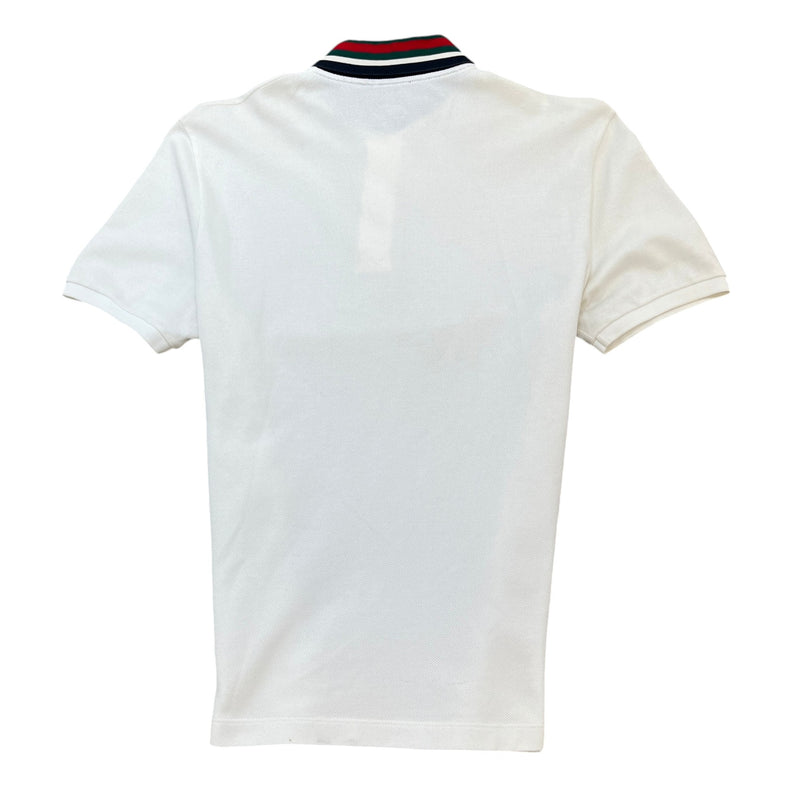 Men's Tiger Embroidered Polo Shirt Cream Size S