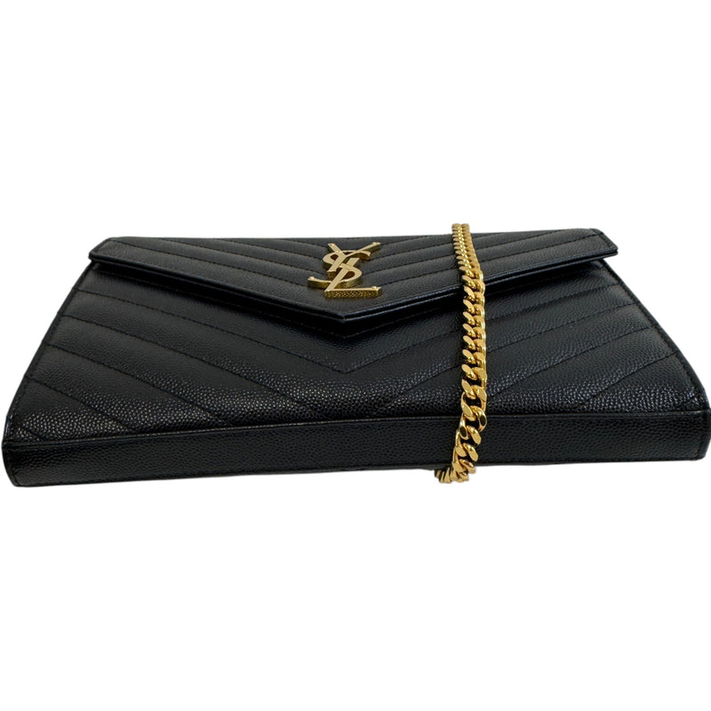 Women's Matelassé Envelope Wallet Crossbody Bag Black
