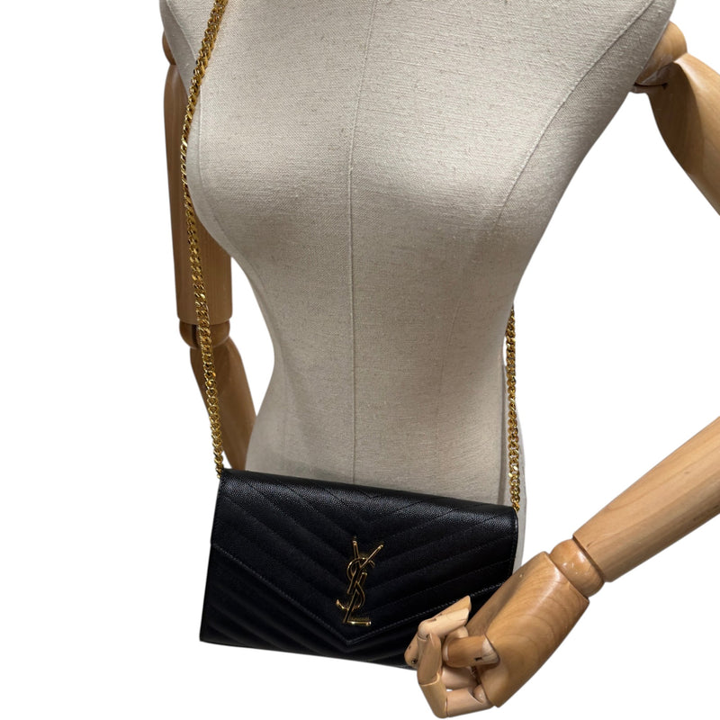 Women's Matelassé Envelope Wallet Crossbody Bag Black