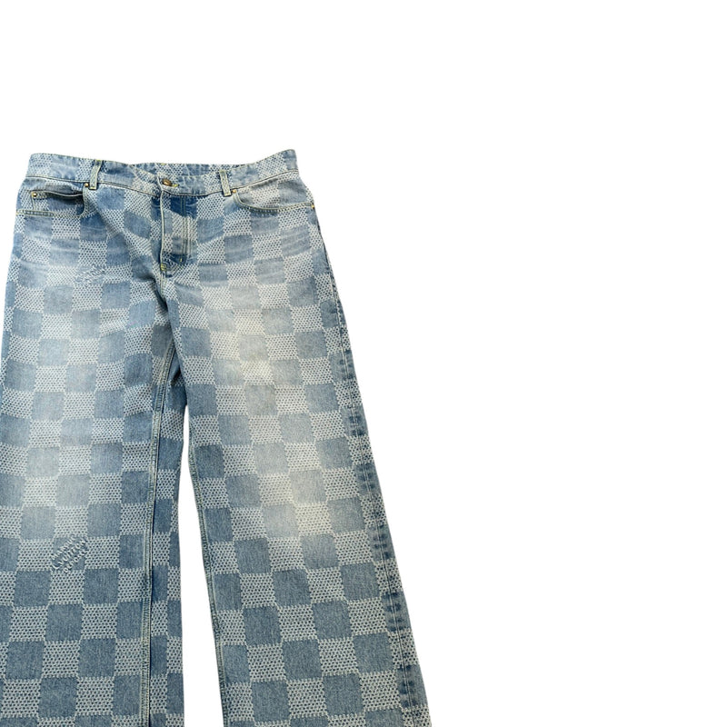 Men's Damier Denim Skate Jeans Blue Size XXL / W38