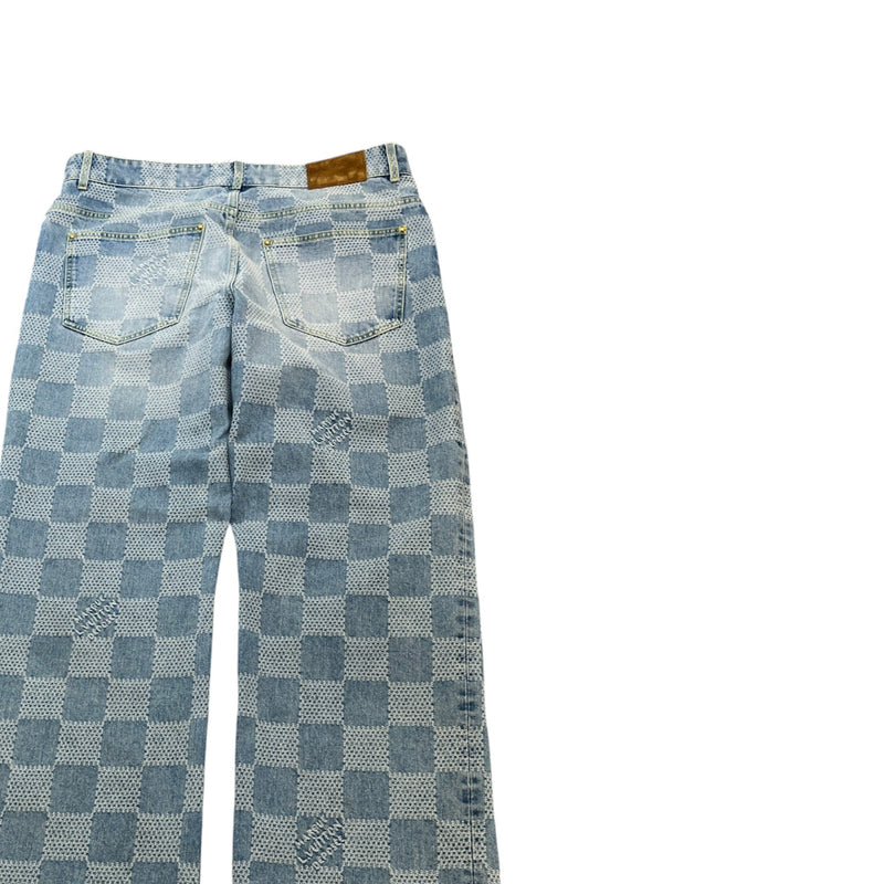 Men's Damier Denim Skate Jeans Blue Size XXL / W38