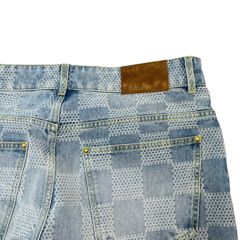 Men's Damier Denim Skate Jeans Blue Size XXL / W38