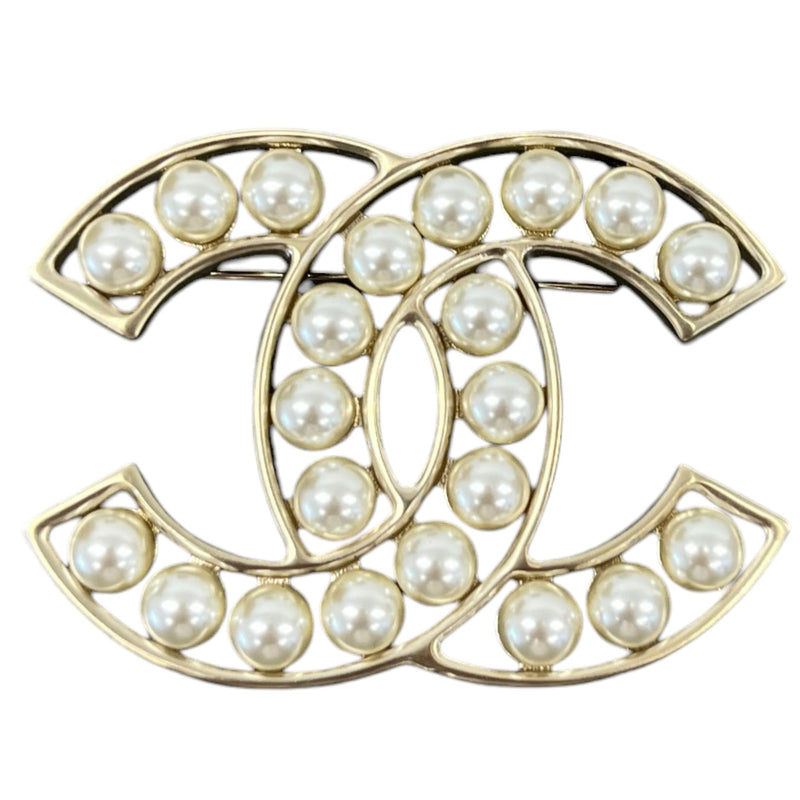 Women's CC Pearl Brooch Gold