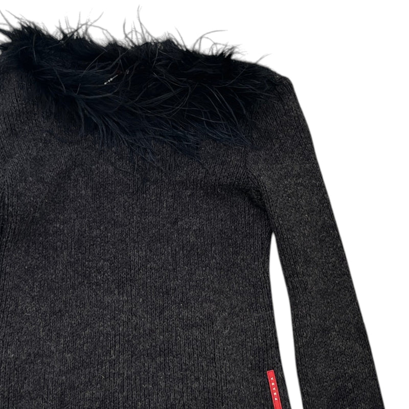 Women's Ostrich Feather Linear Rosa Jumper Black Size S