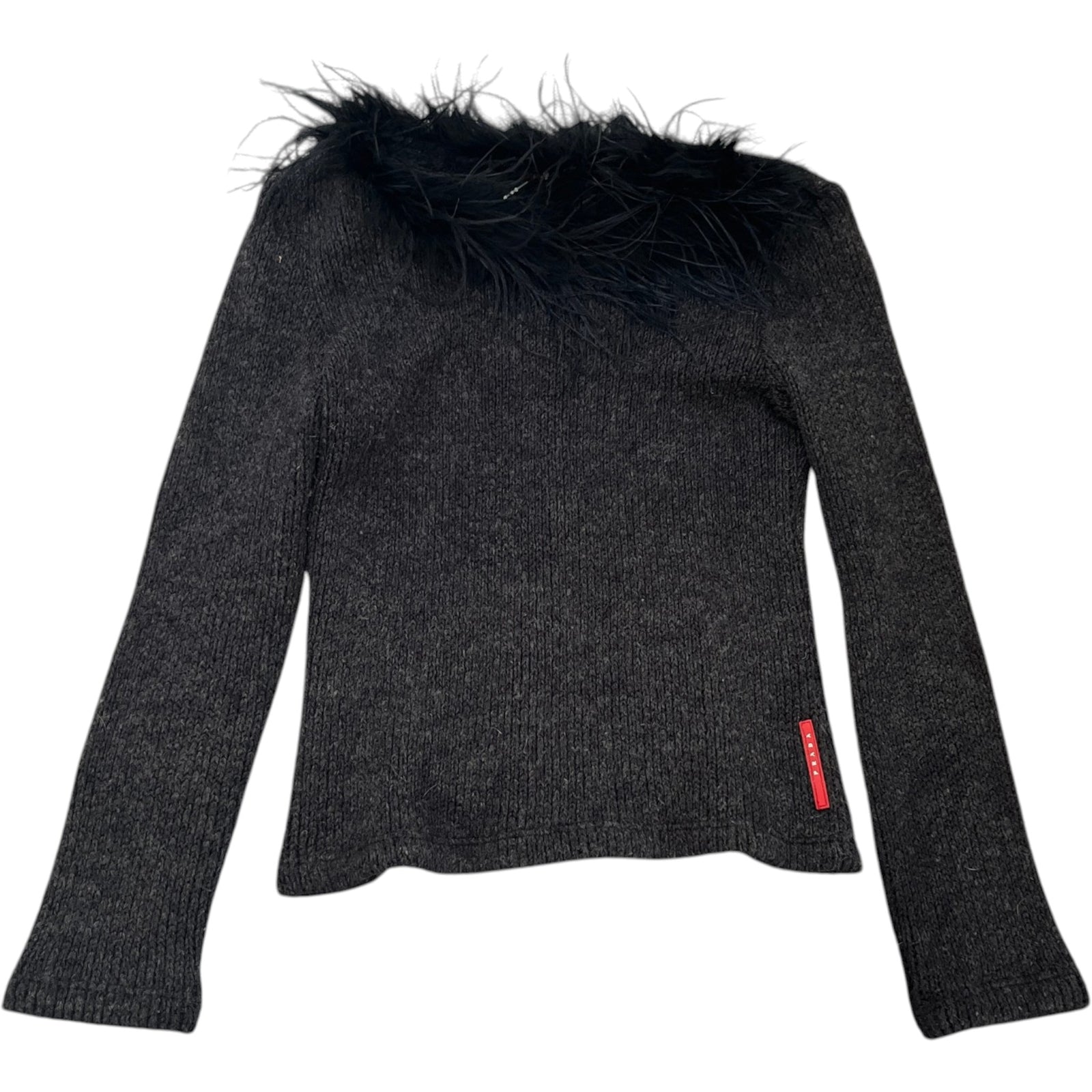 Women's Ostrich Feather Linear Rosa Jumper Black Size S - Photo 1