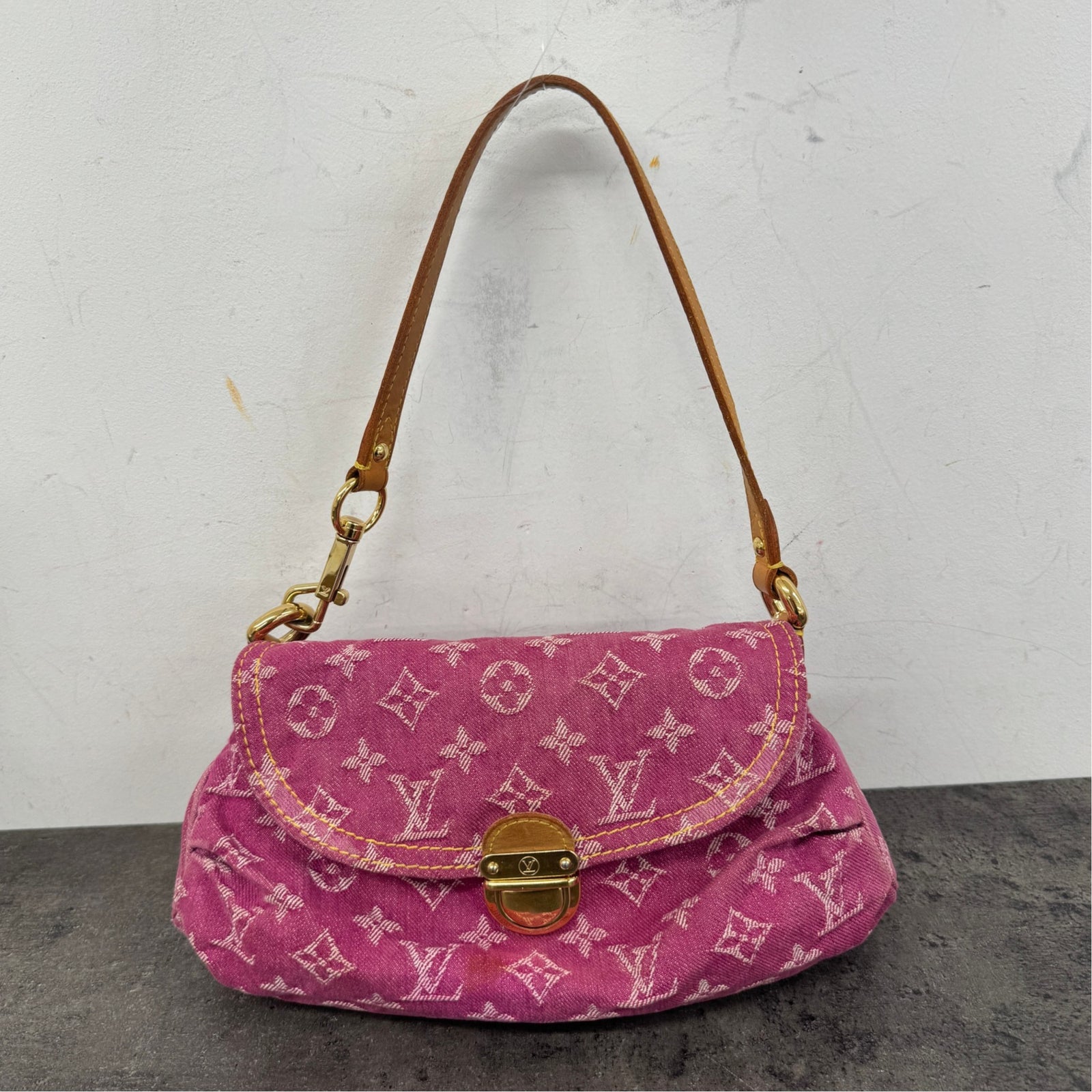 Women's Monogram Denim Pleaty Mini Bag Pink - Photo 20