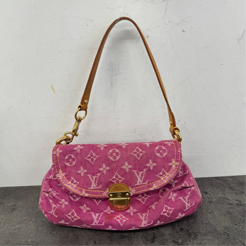 Women's Monogram Denim Pleaty Mini Bag Pink