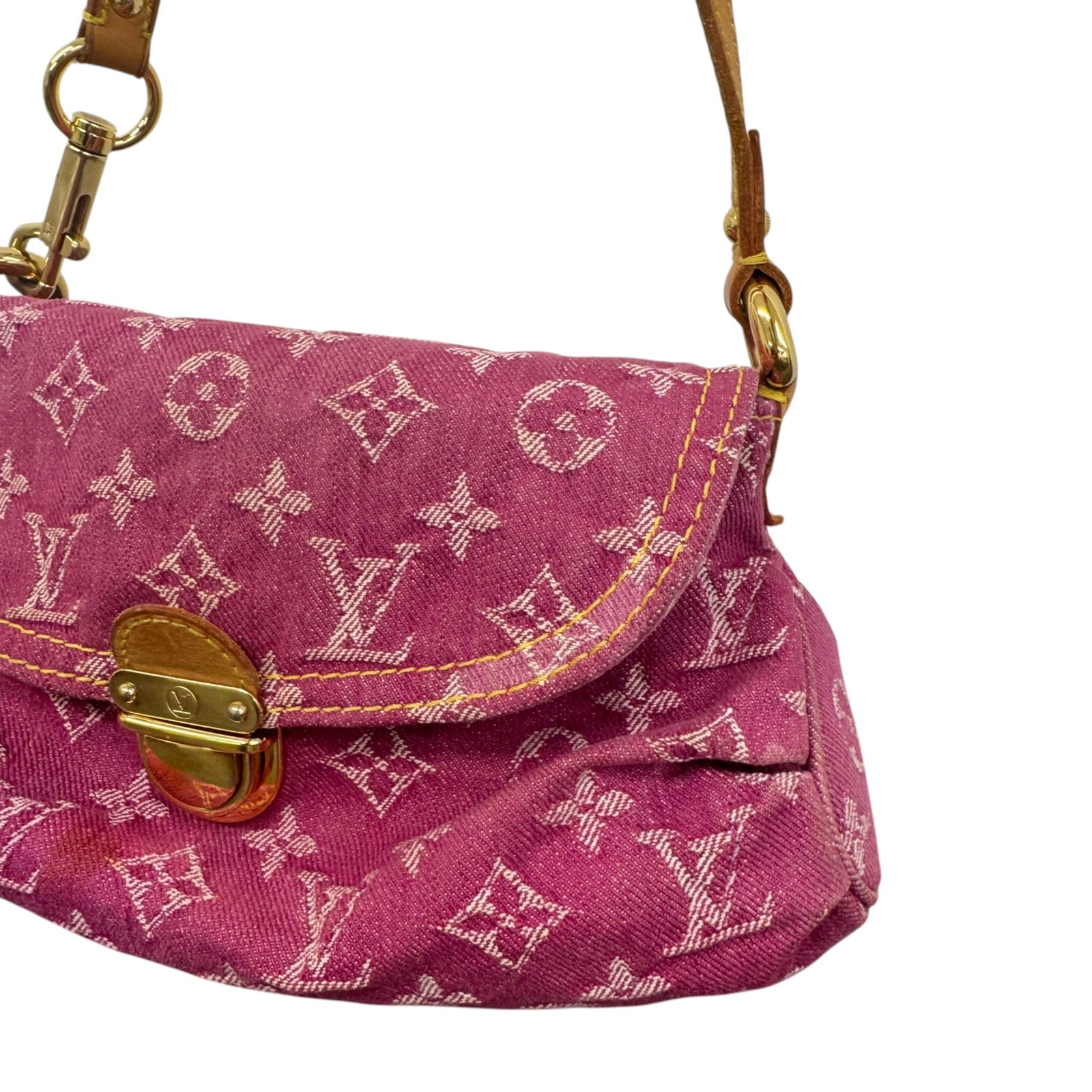 Women's Monogram Denim Pleaty Mini Bag Pink - Photo 4