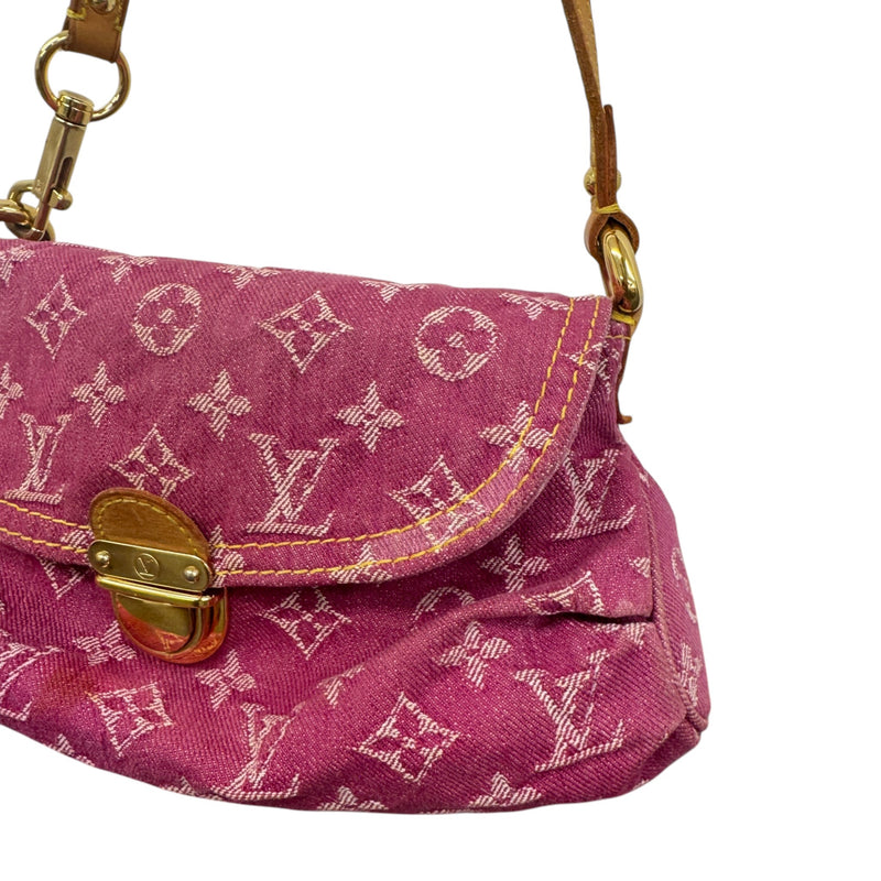 Women's Monogram Denim Pleaty Mini Bag Pink