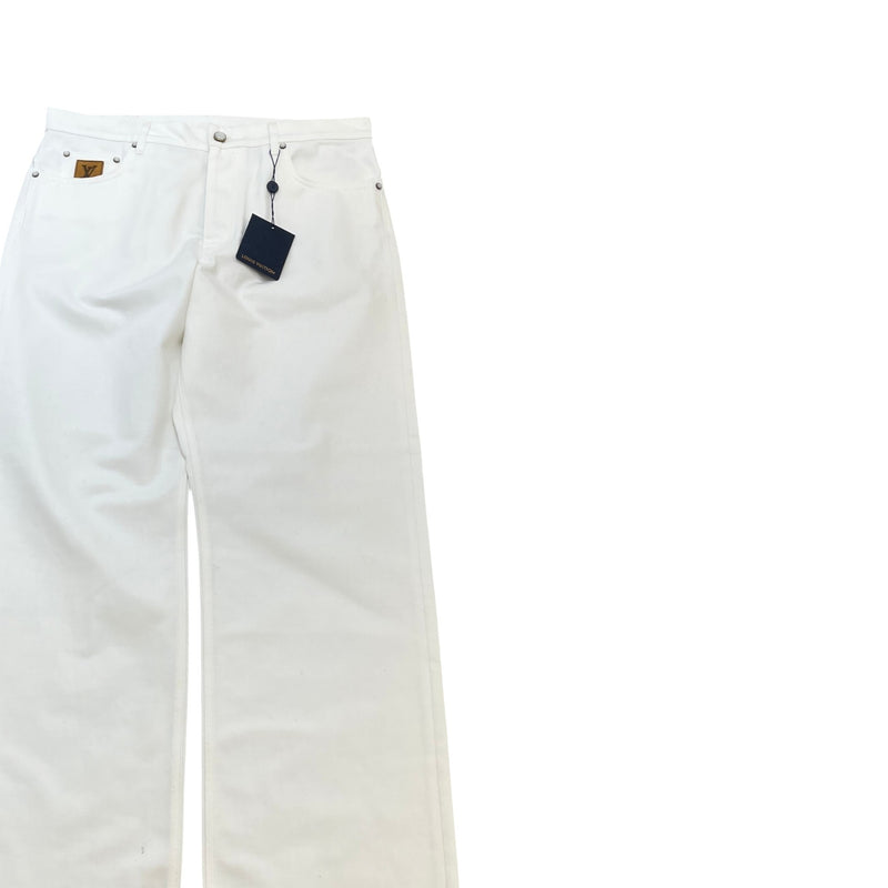 Men's Embroidered LV Jeans White Size XL / W36