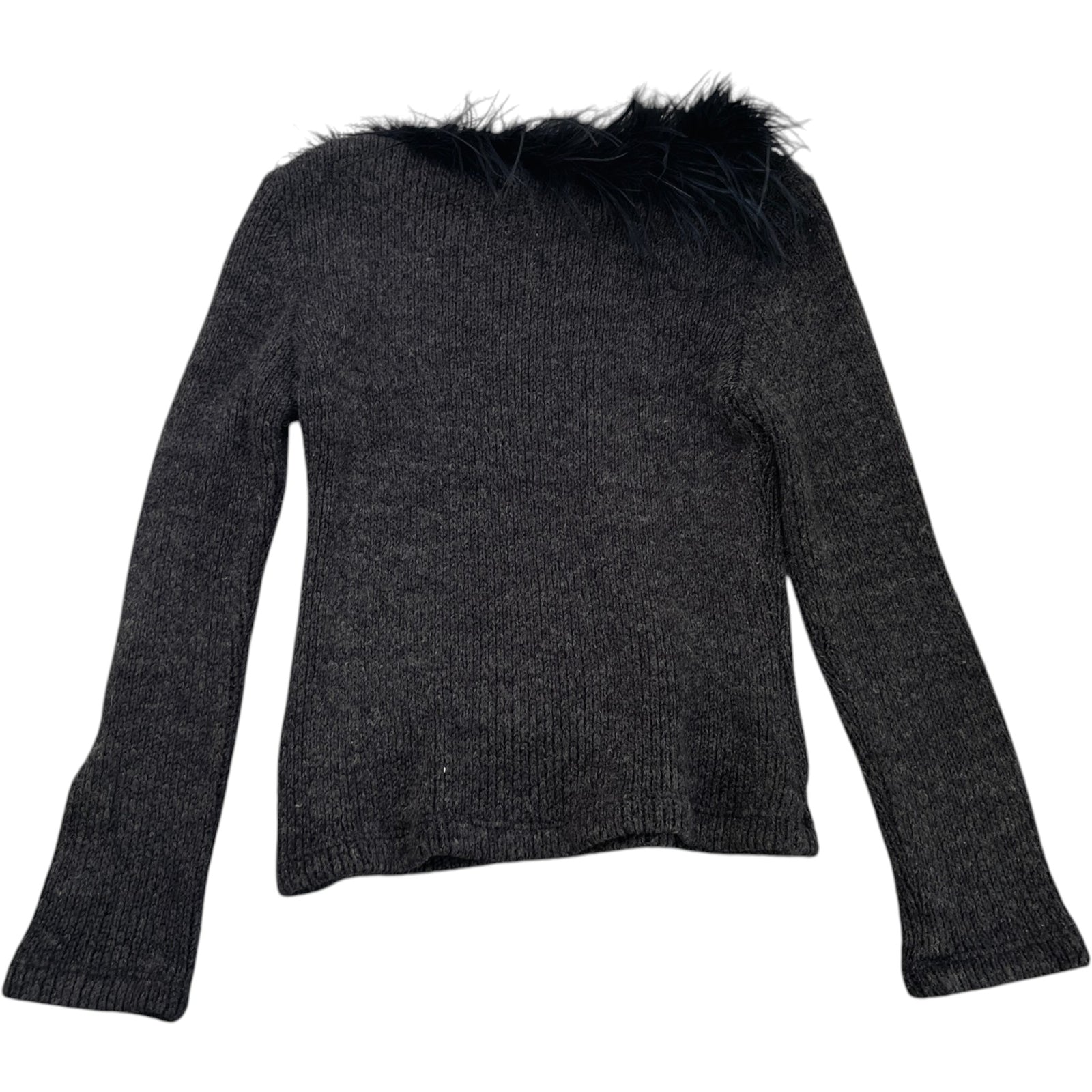 Women's Ostrich Feather Linear Rosa Jumper Black Size S - Photo 2