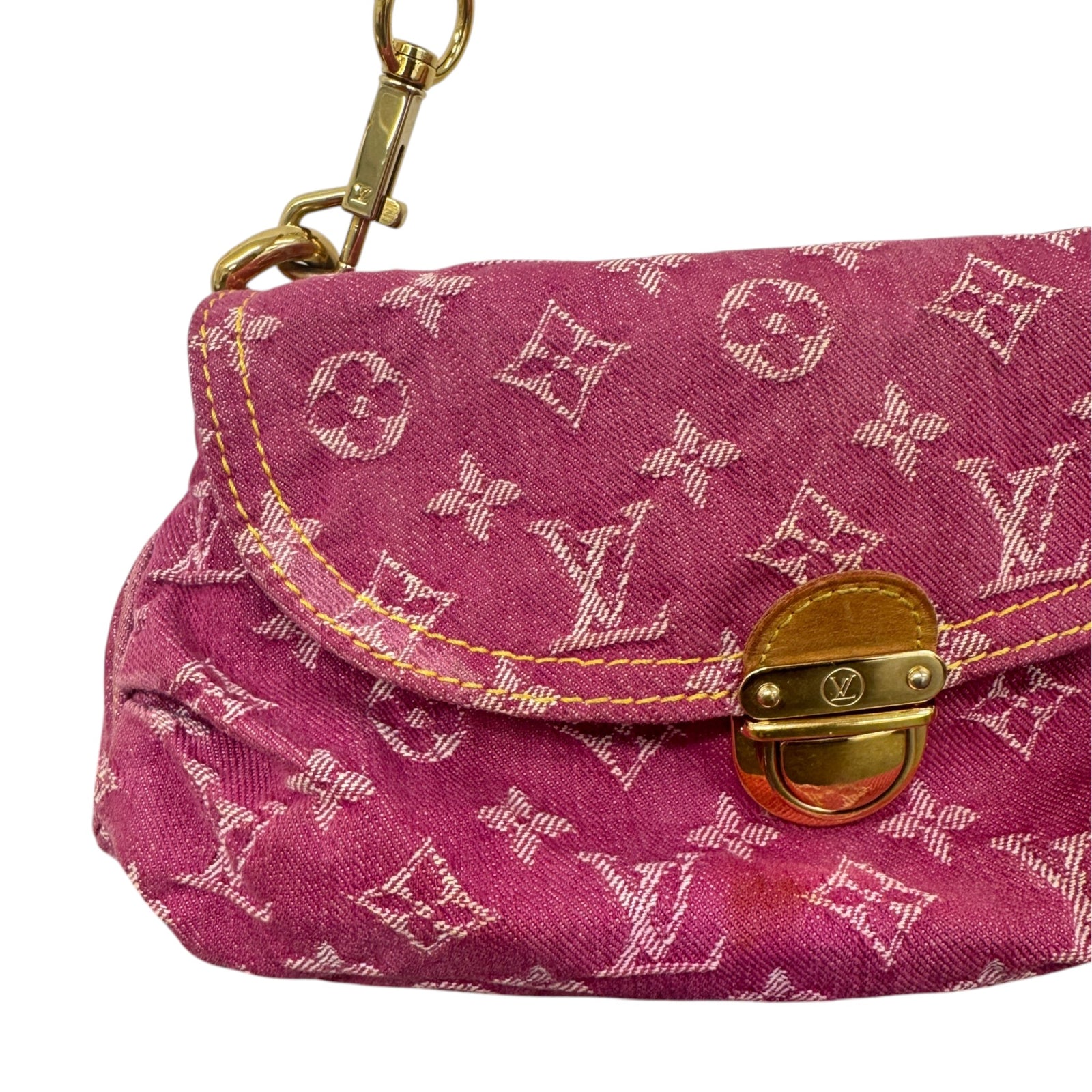 Women's Monogram Denim Pleaty Mini Bag Pink - Photo 5