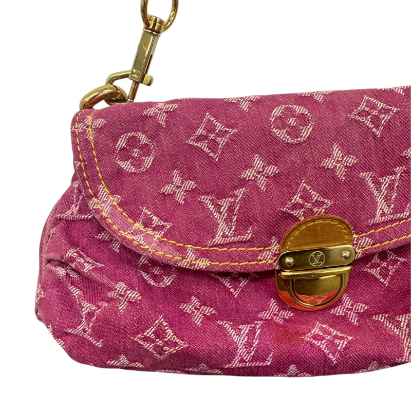 Women's Monogram Denim Pleaty Mini Bag Pink