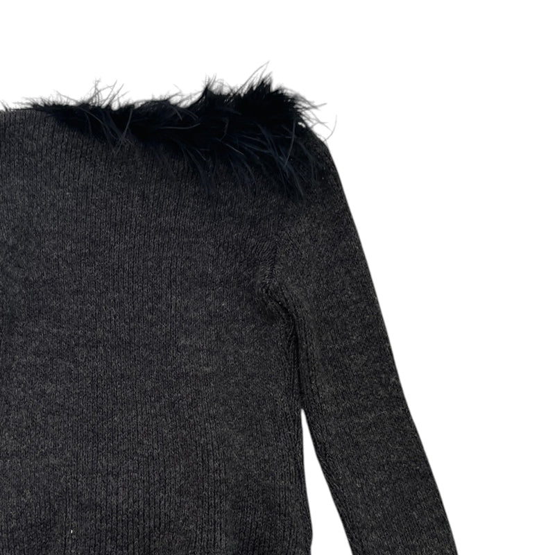 Women's Ostrich Feather Linear Rosa Jumper Black Size S